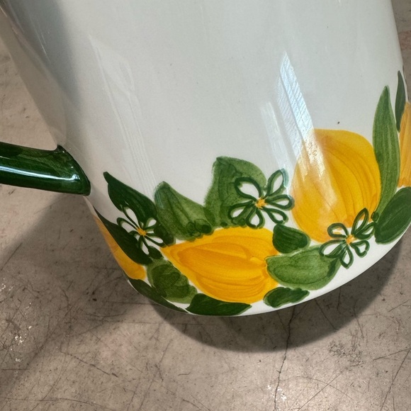 Floral Ceramic Pitcher with Green Handle - Picture 2 of 10